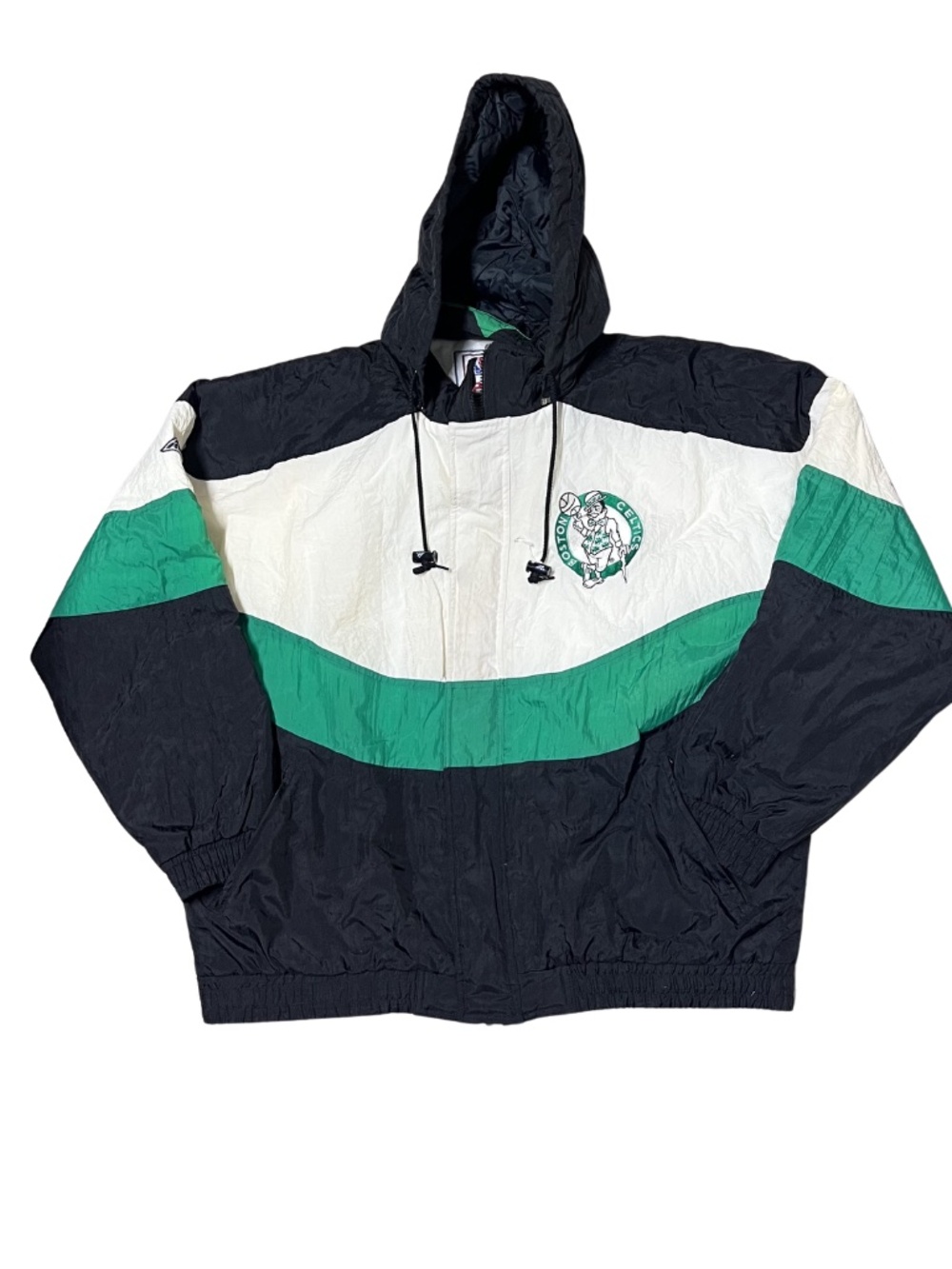 Vintage 1990's Boston Celtics Apex One Puffer Jacket XL NBA RARE ZIP HOODIE